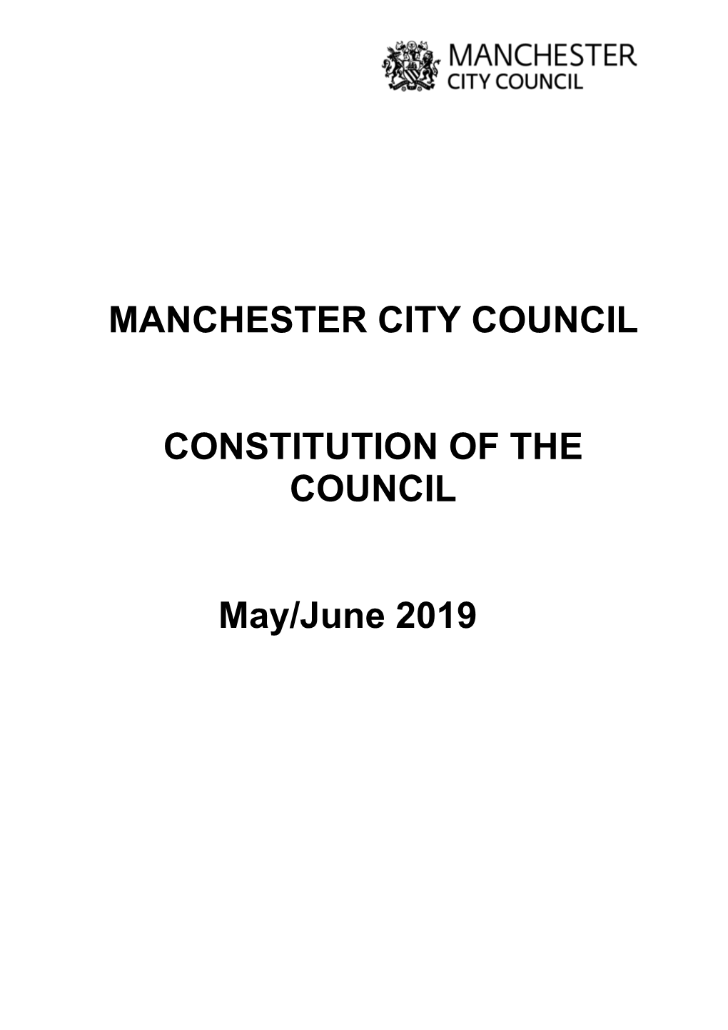 Manchester City Council Constitution June 2019
