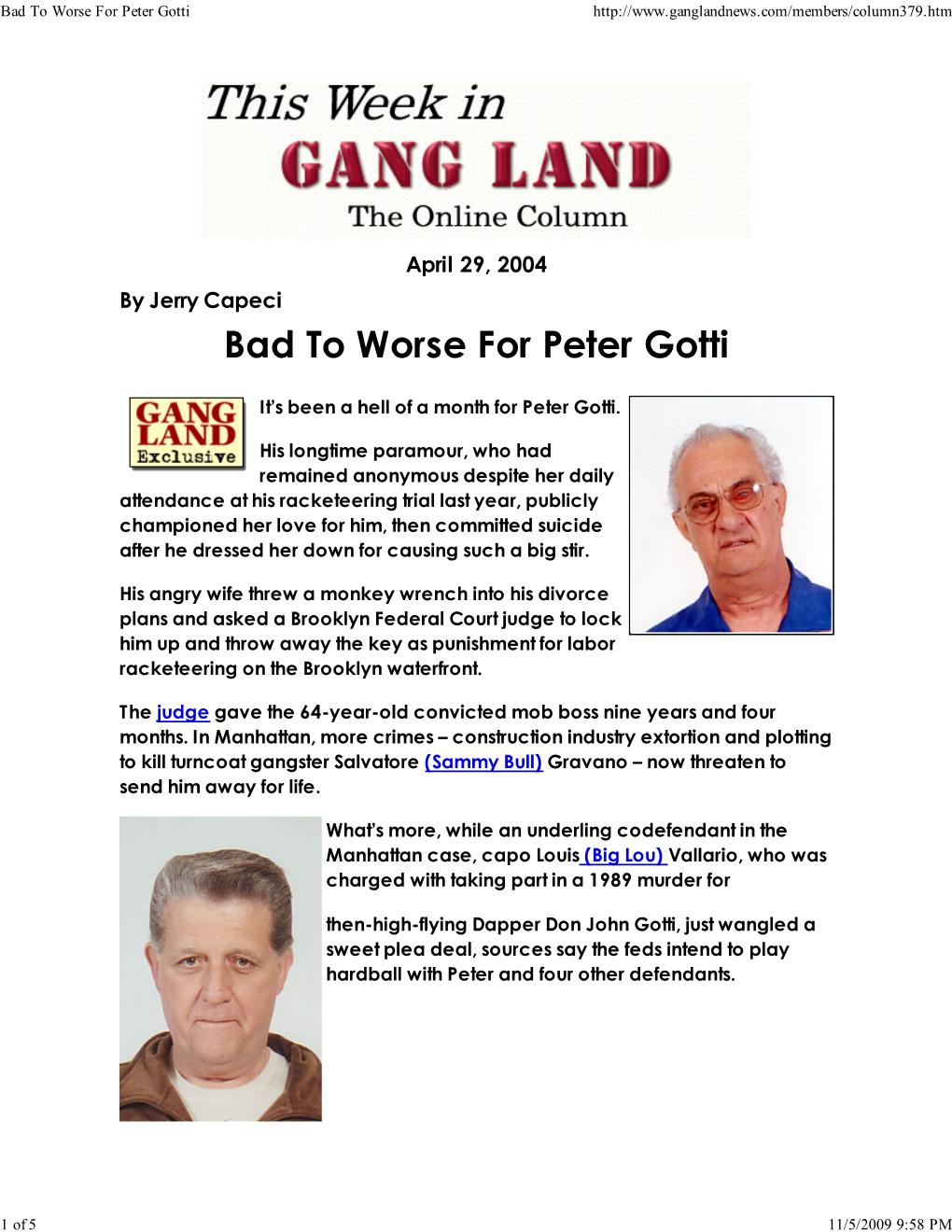 Bad to Worse for Peter Gotti