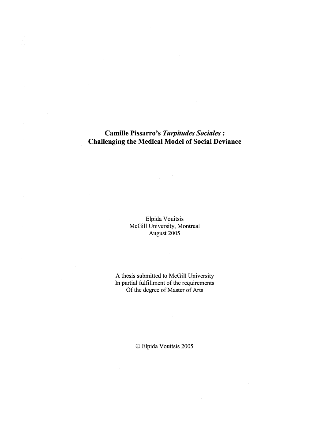 Camille Pissarro's Turpitudes Sociales: Challenging the Medical Model of Social Deviance