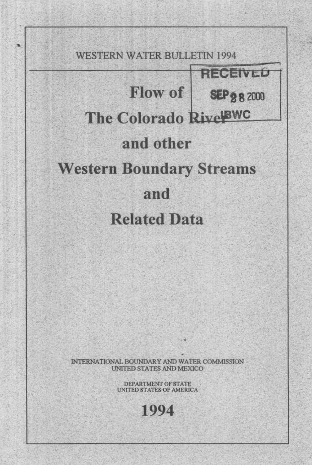 Flow of the Colorado River and Other Western Boundary Streams and Related Data