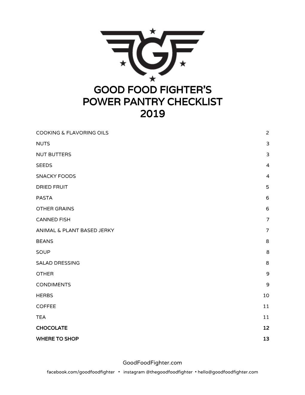 Good Food Fighter's Power Pantry​​Checklist 2019