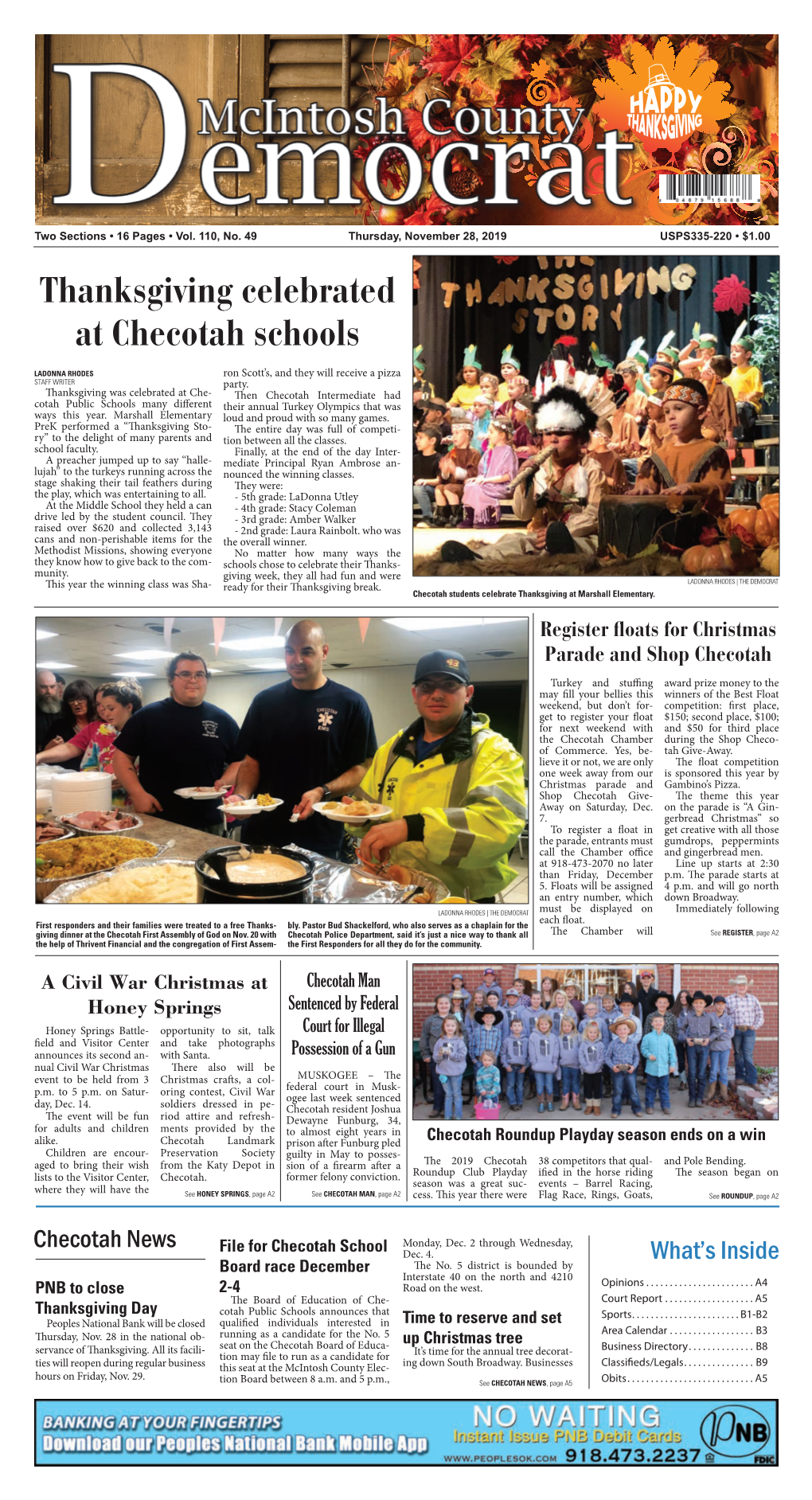 Thanksgiving Celebrated at Checotah Schools