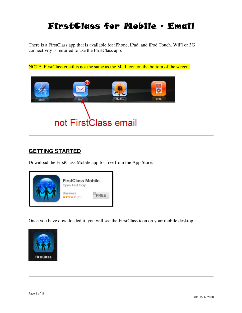 Firstclass for Mobile - Email