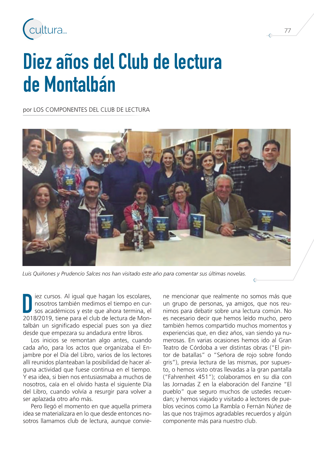 Diez Años Del Club De Lectura De Montalbán Por LOS COMPONENTES DEL CLUB DE LECTURA