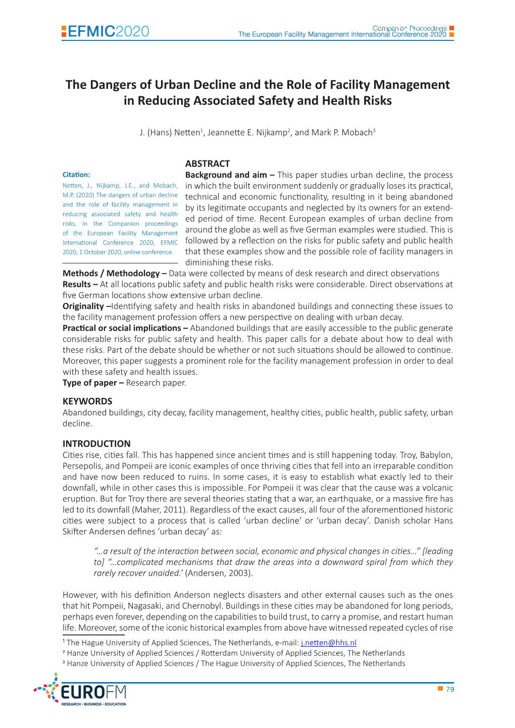 The Dangers of Urban Decline and the Role of Facility Management in Reducing Associated Safety and Health Risks