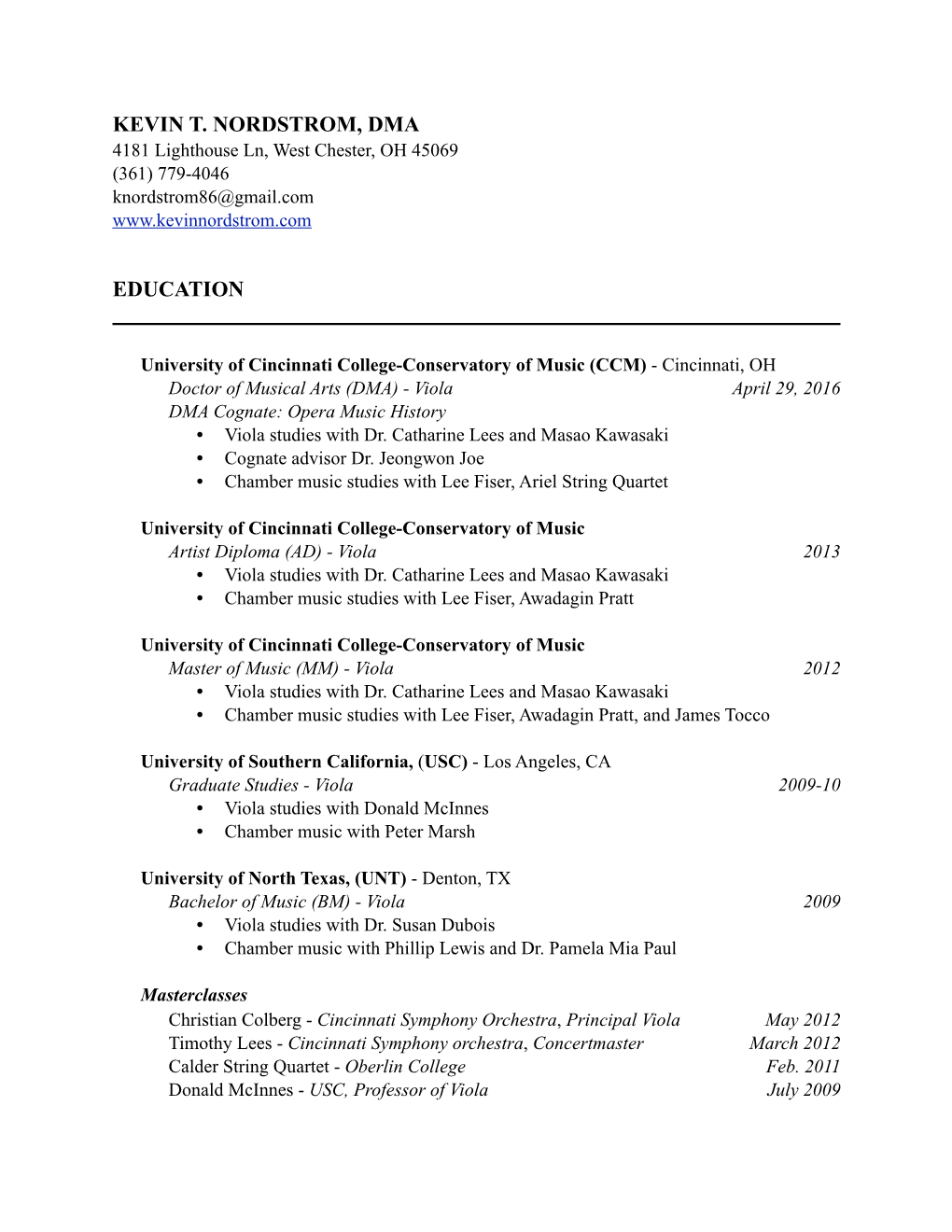 Kevin Nordstrom CV