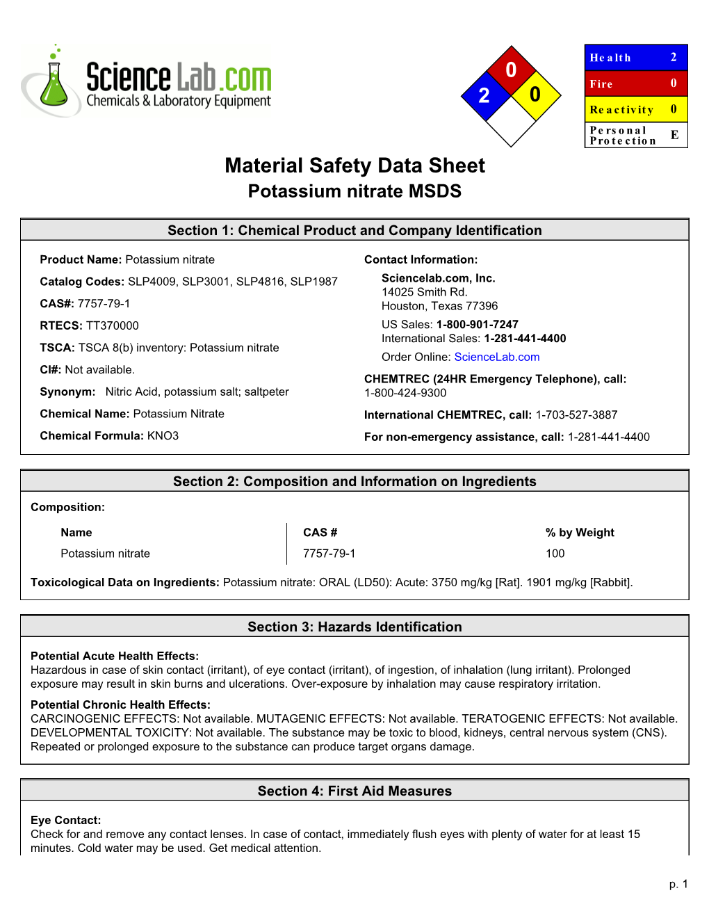 0 2 0 Material Safety Data Sheet