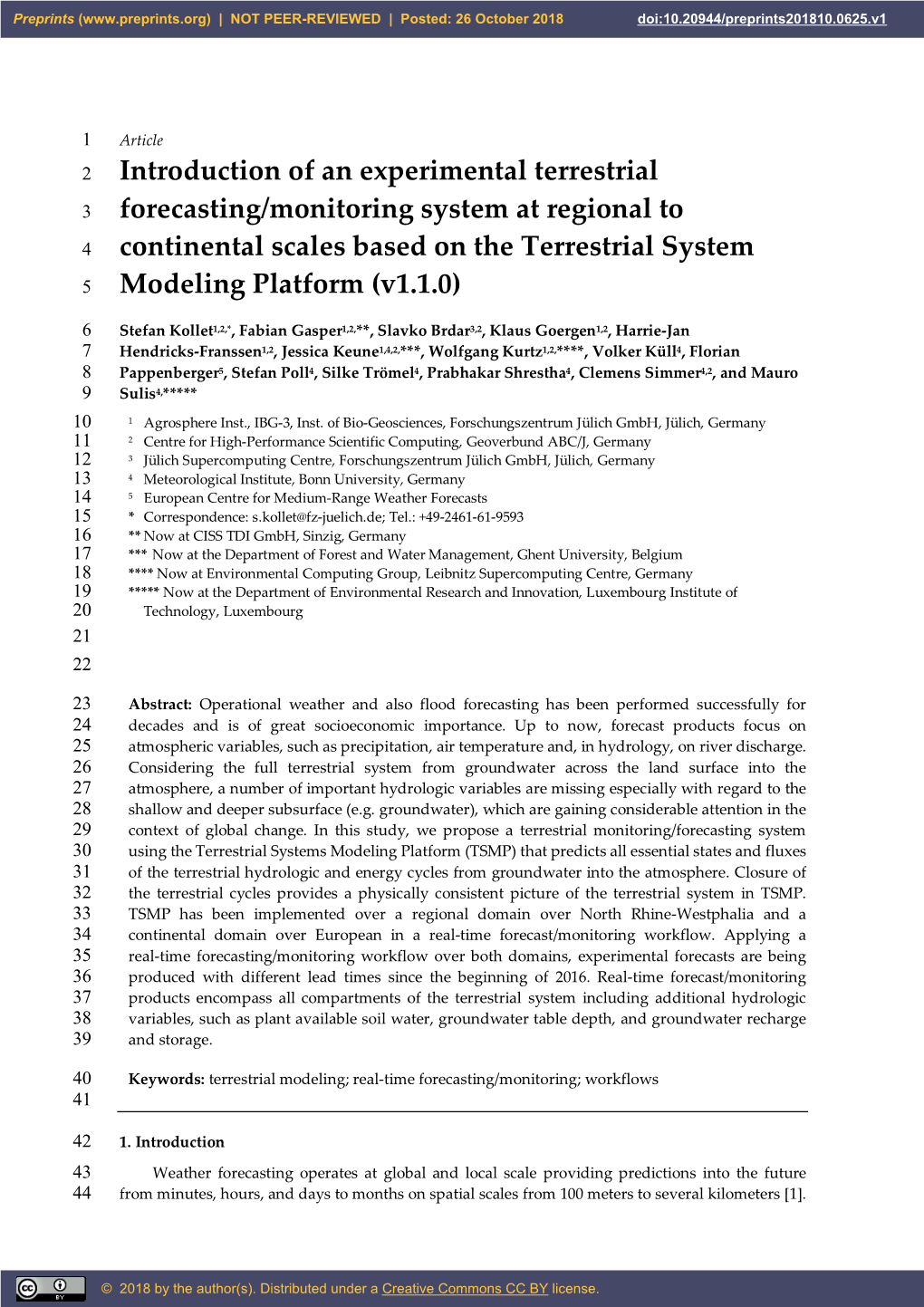 Introduction of an Experimental Terrestrial Forecasting