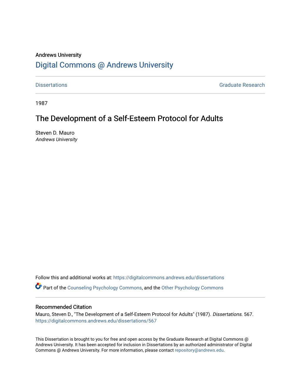 The Development of a Self-Esteem Protocol for Adults