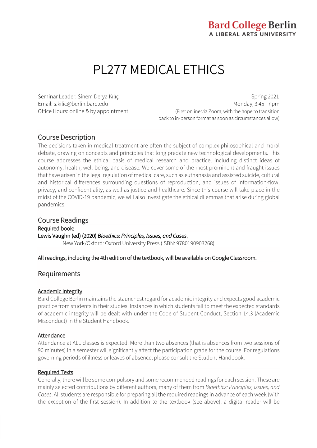 Pl277 Medical Ethics