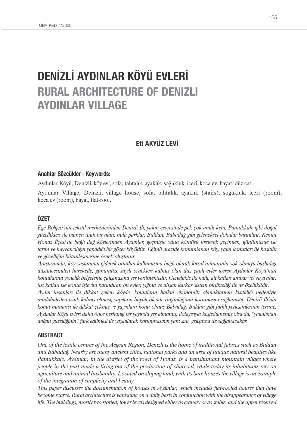 Denizli Aydinlar Köyü Evleri Rural Architecture of Denizli Aydinlar Village