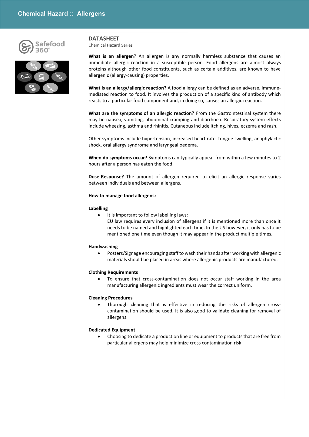 Chemical Hazard :: Allergens DATASHEET