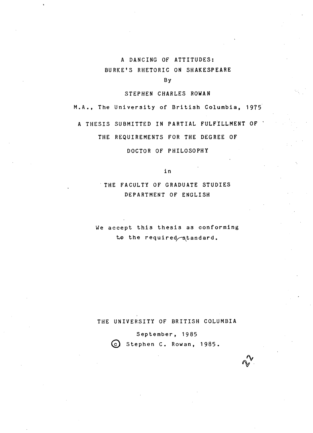 A DANCING of ATTITUDES: BURKE's RHETORIC on SHAKESPEARE By