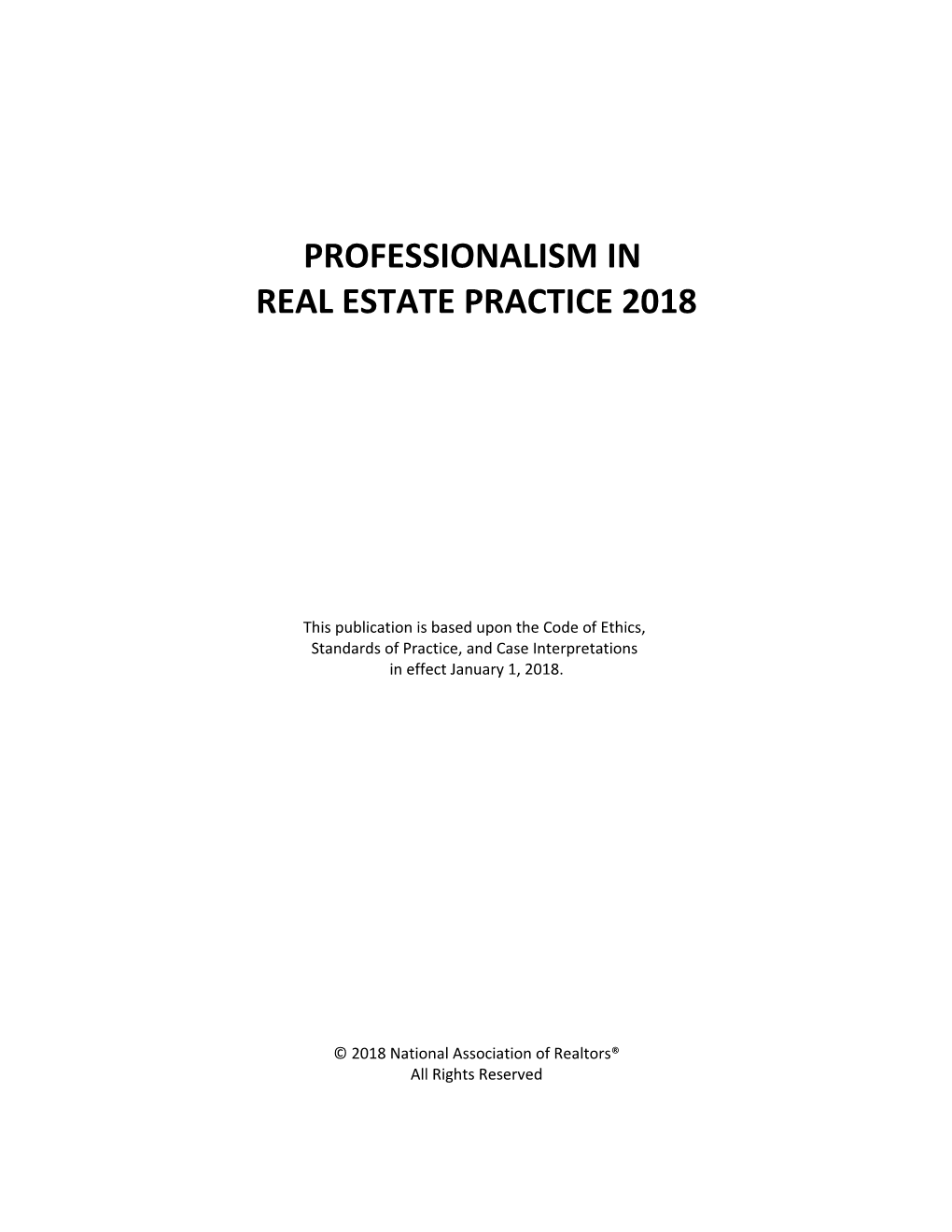 Professionalism in Real Estate Practice 2018