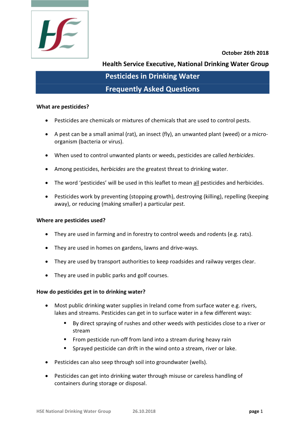 HSE Drinking Water Group