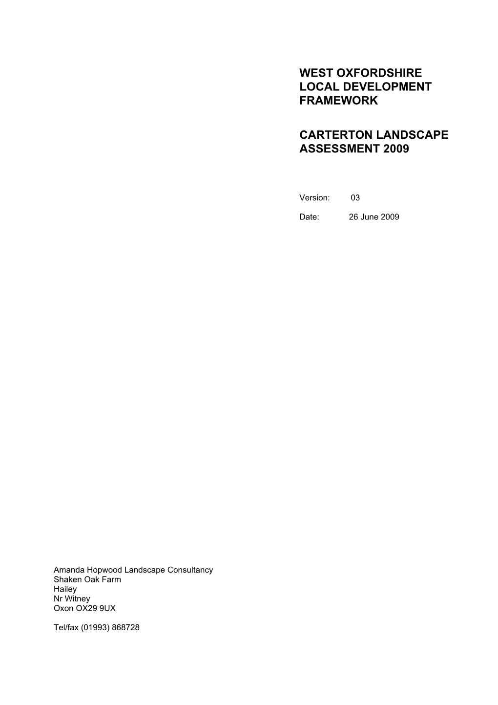 Carterton Landscape Assessment 2009