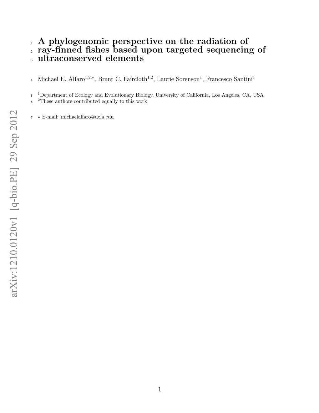 A Phylogenomic Perspective on the Radiation of Ray-Finned Fishes Based Upon Targeted Sequencing of Ultraconserved Elements