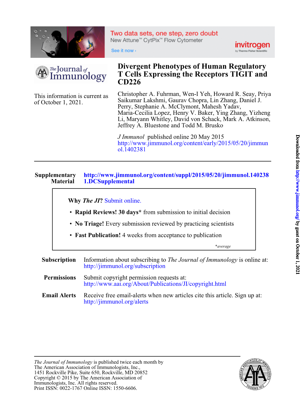 CD226 T Cells Expressing the Receptors TIGIT and Divergent