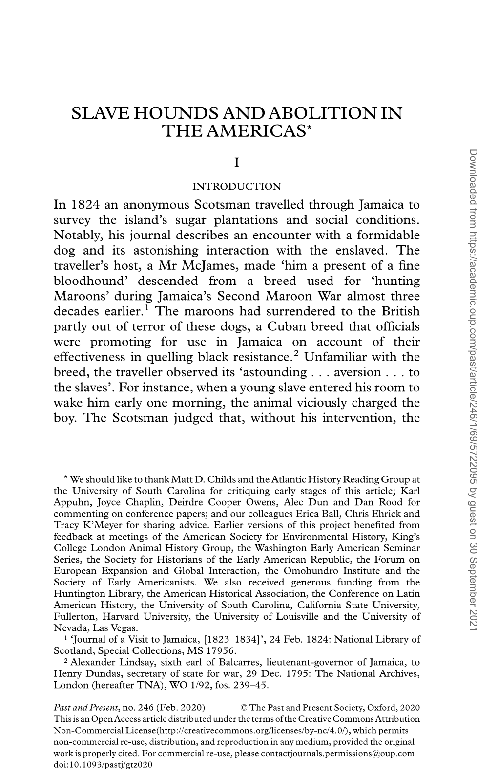 SLAVE HOUNDS and ABOLITION in the AMERICAS* Downloaded from by Guest on 30 September 2021 I