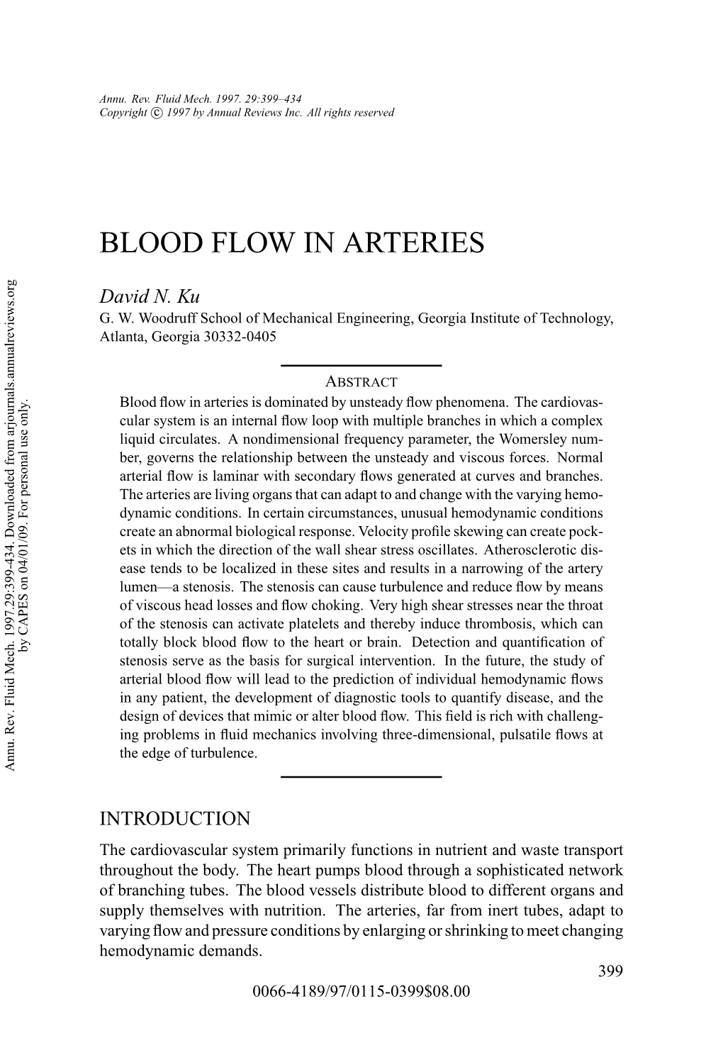 Blood Flow in Arteries