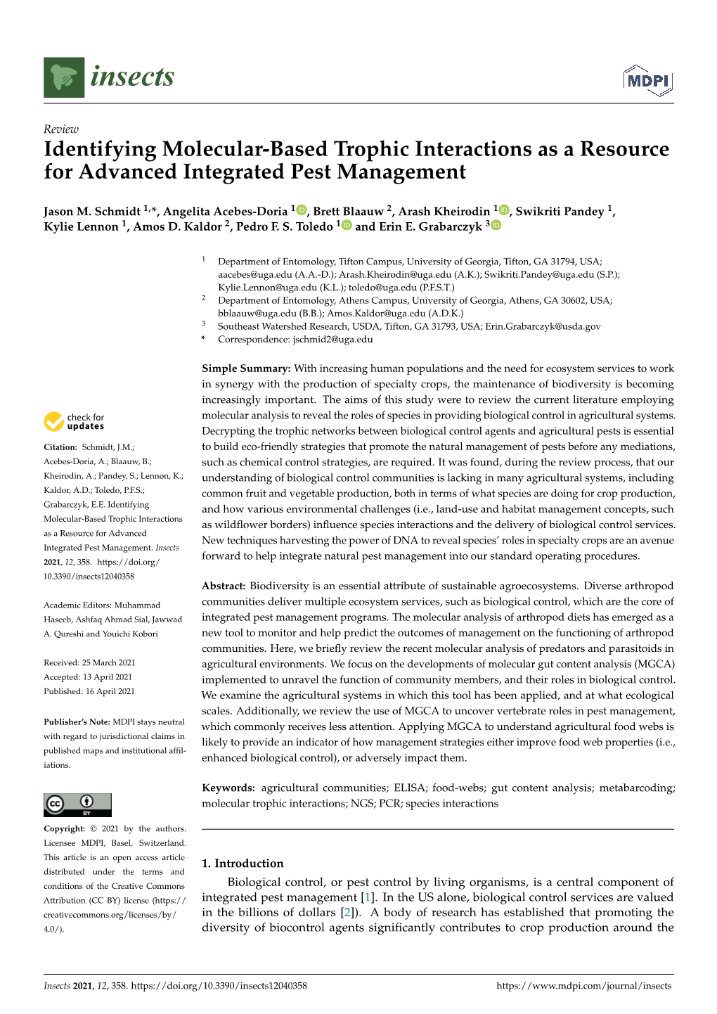 Identifying Molecular-Based Trophic Interactions As a Resource for Advanced Integrated Pest Management