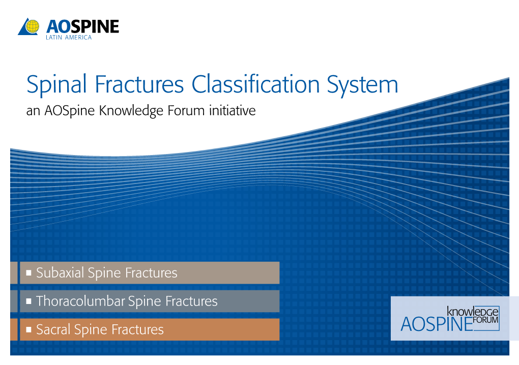Spinal Fractures Classification System an Aospine Knowledge Forum Initiative