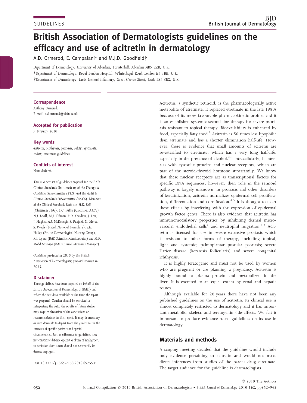 Acitretin in Dermatology A.D