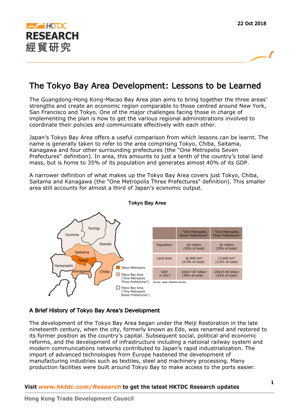 The Tokyo Bay Area Development: Lessons to Be Learned