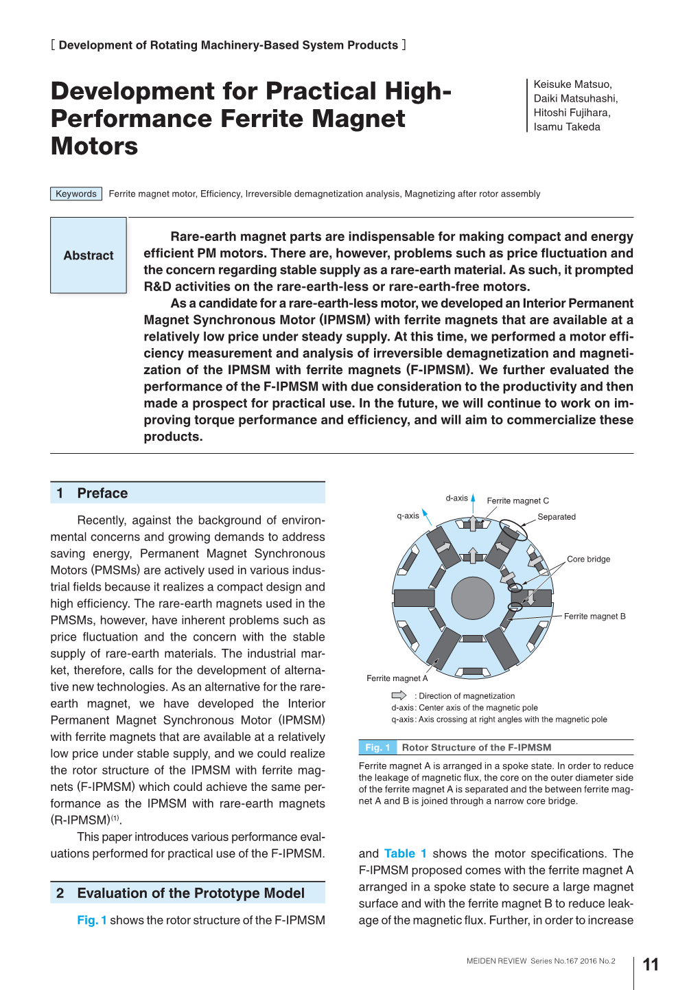 Development for Practical High- Performance Ferrite Magnet Motors