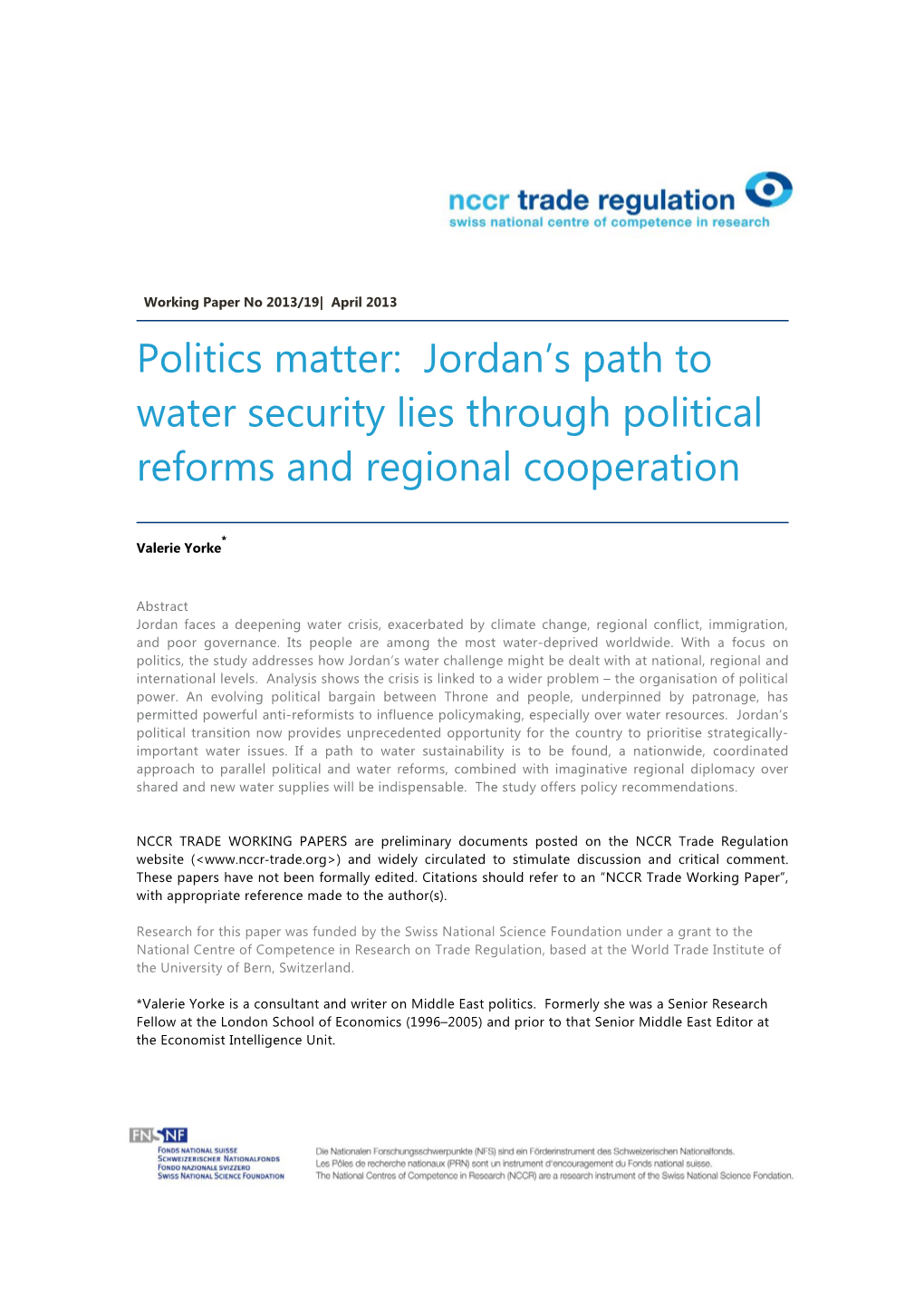 Jordan's Path to Water Security Lies Through Political Reforms And