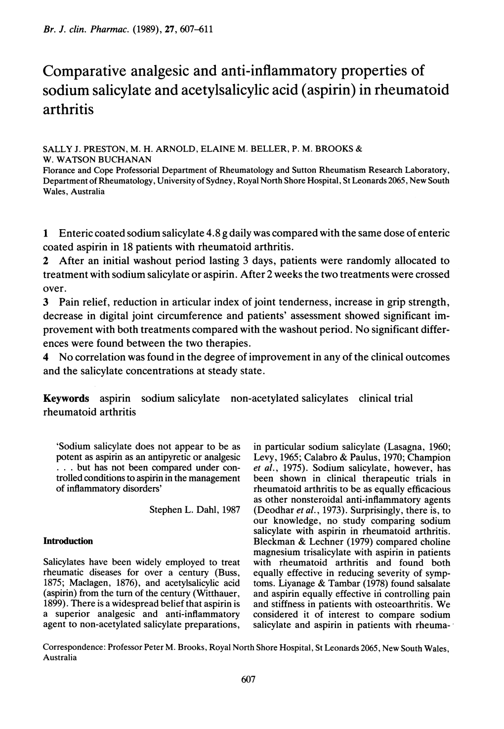 (Aspirin) in Rheumatoid Arthritis