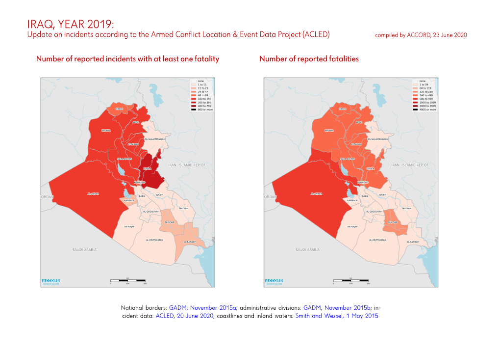 IRAQ, YEAR 2019: Update on Incidents According to the Armed Conflict Location & Event Data Project (ACLED) Compiled by ACCORD, 23 June 2020