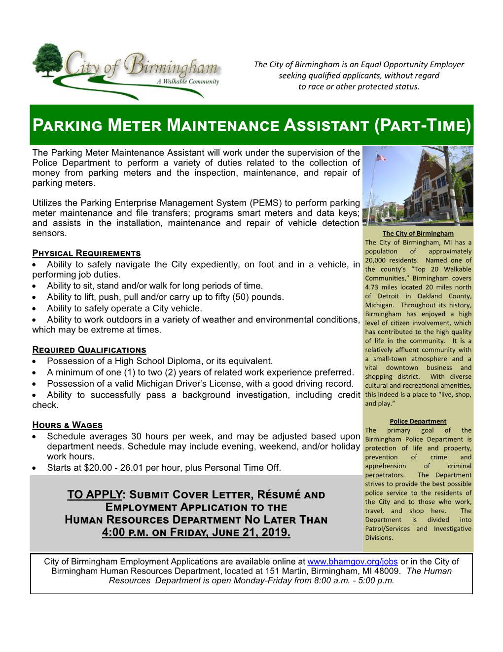 Parking Meter Maintenance Assistant (Part-Time)