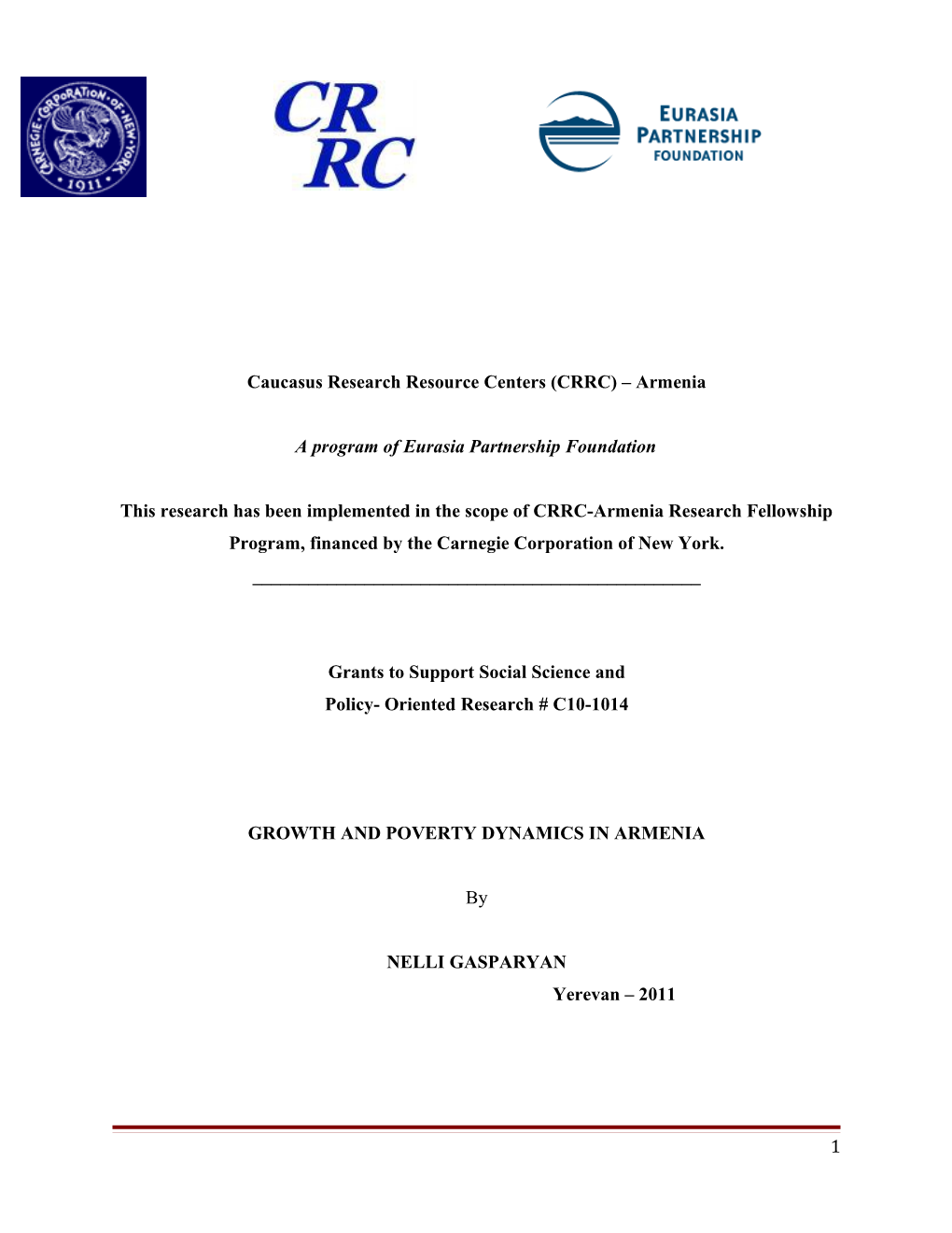 Caucasus Research Resource Centers (CRRC) Armenia