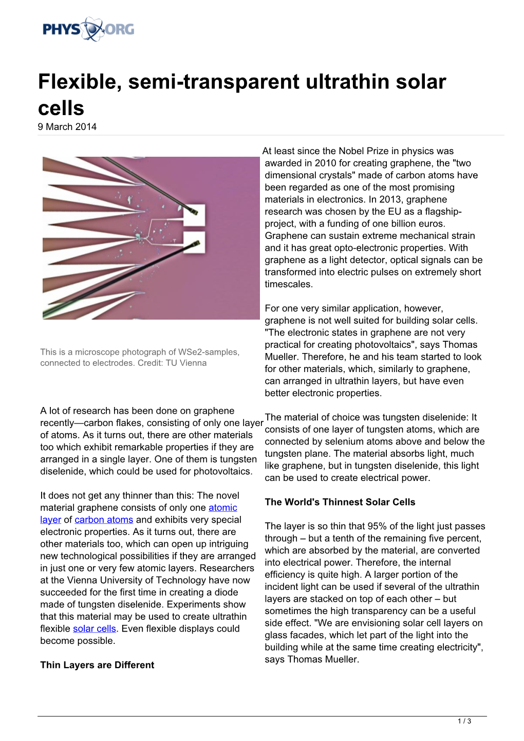 Flexible, Semi-Transparent Ultrathin Solar Cells 9 March 2014