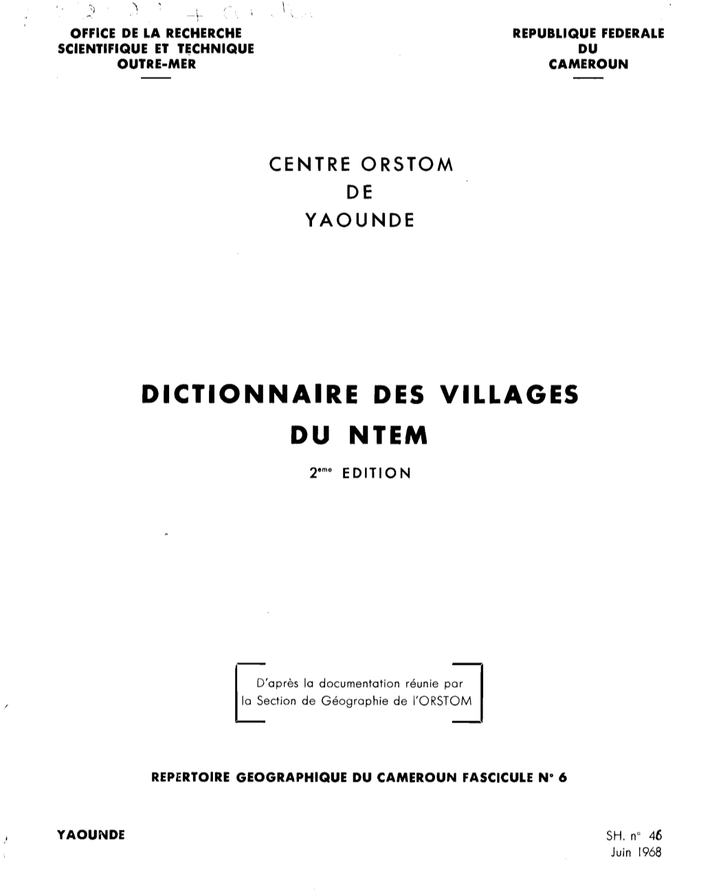 Dictionnaire Des Villages Du Ntem