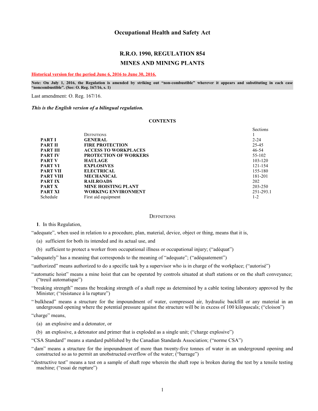 Occupational Health and Safety Act - R.R.O. 1990, Reg. 854 s1