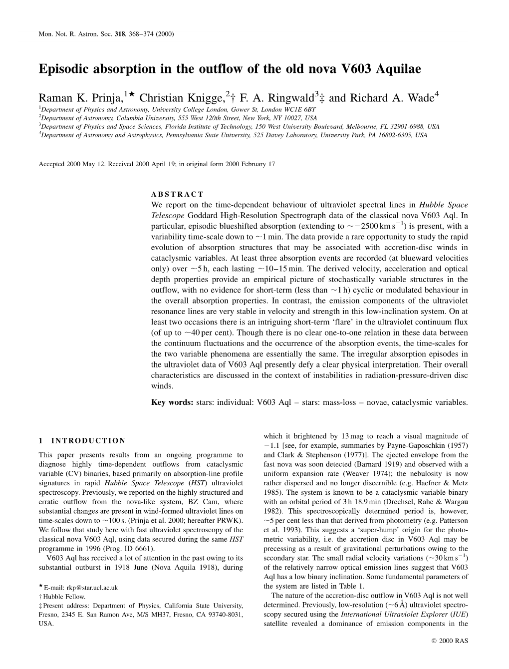 Episodic Absorption in the Outflow of the Old Nova V603 Aquilae