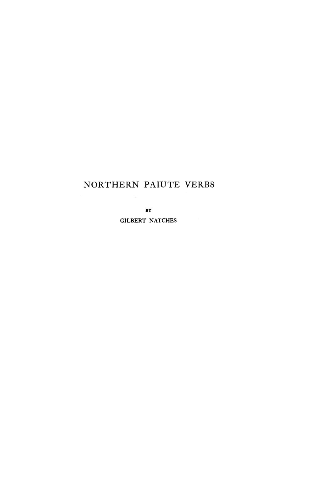 Northern Paiute Verbs