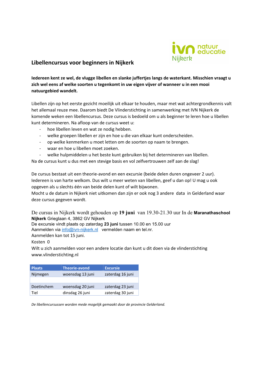 Libellencursus Voor Beginners in Nijkerk