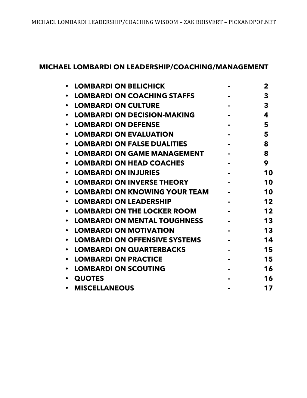 Michael Lombardi on Leadership/Coaching/Management