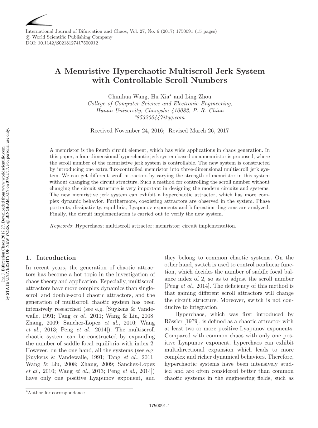 A Memristive Hyperchaotic Multiscroll Jerk System with Controllable Scroll Numbers