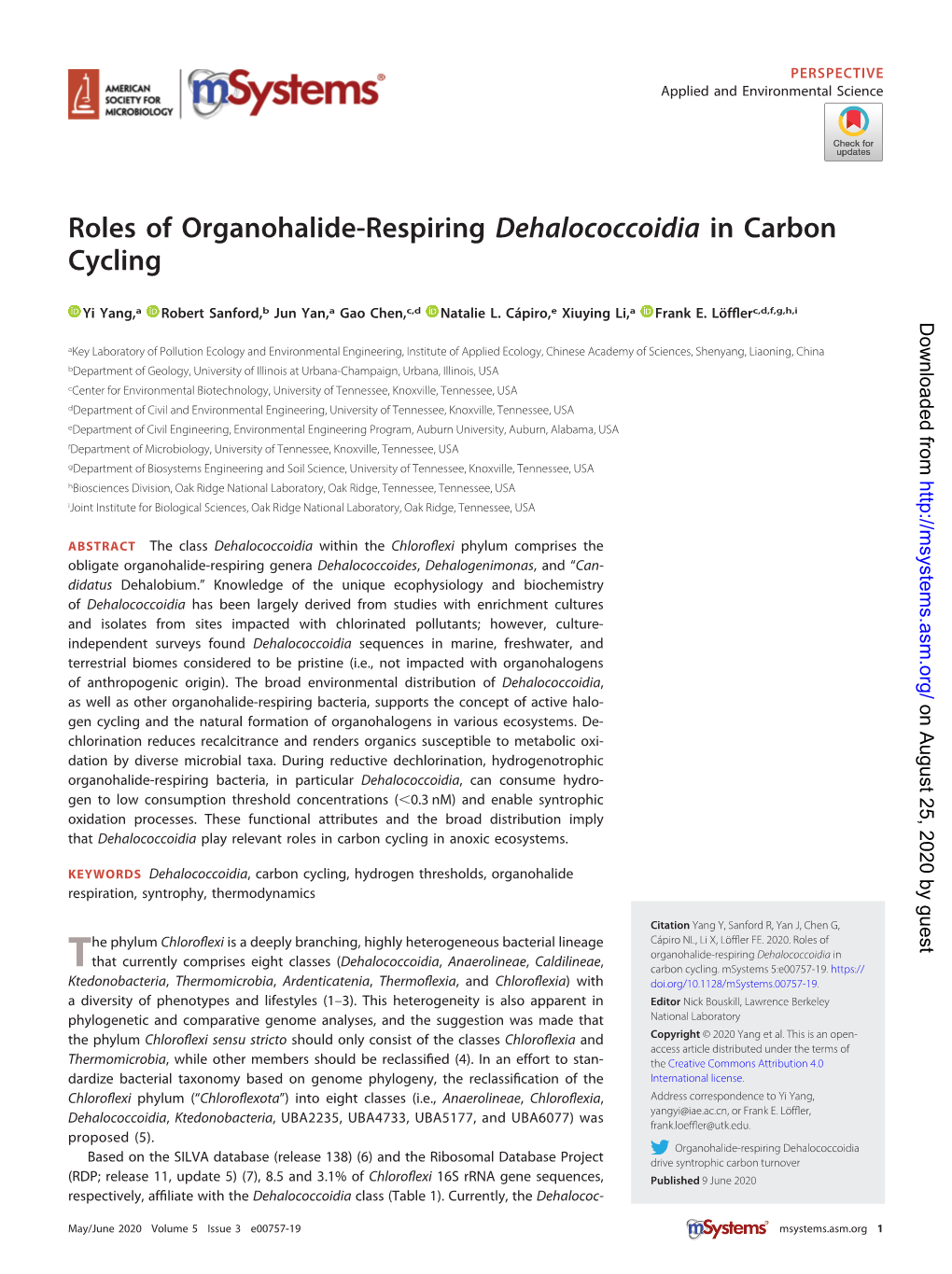 Roles of Organohalide-Respiring Dehalococcoidia in Carbon Cycling
