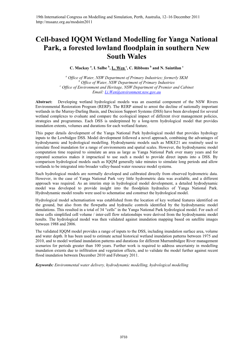 Cell-Based IQQM Wetland Modelling for Yanga National Park, a Forested Lowland Floodplain in Southern New South Wales