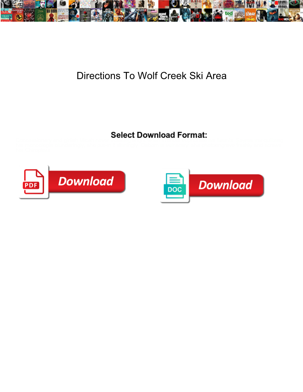 Directions to Wolf Creek Ski Area