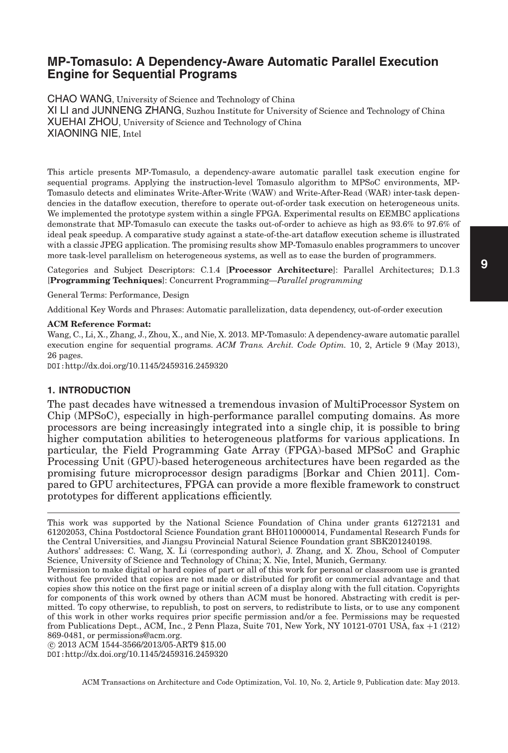 MP-Tomasulo: a Dependency-Aware Automatic Parallel Execution Engine for Sequential Programs