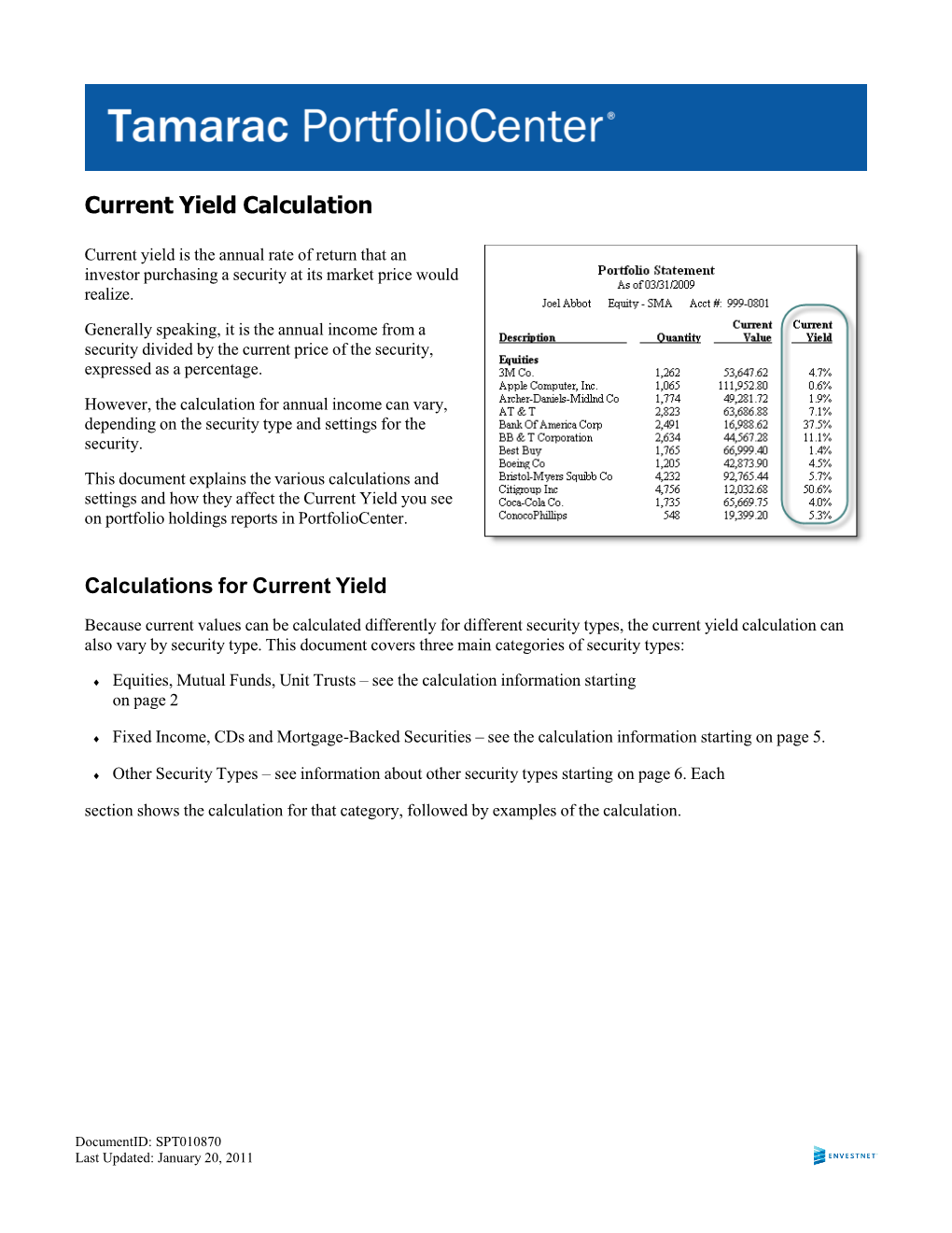 Current Yield Calculation