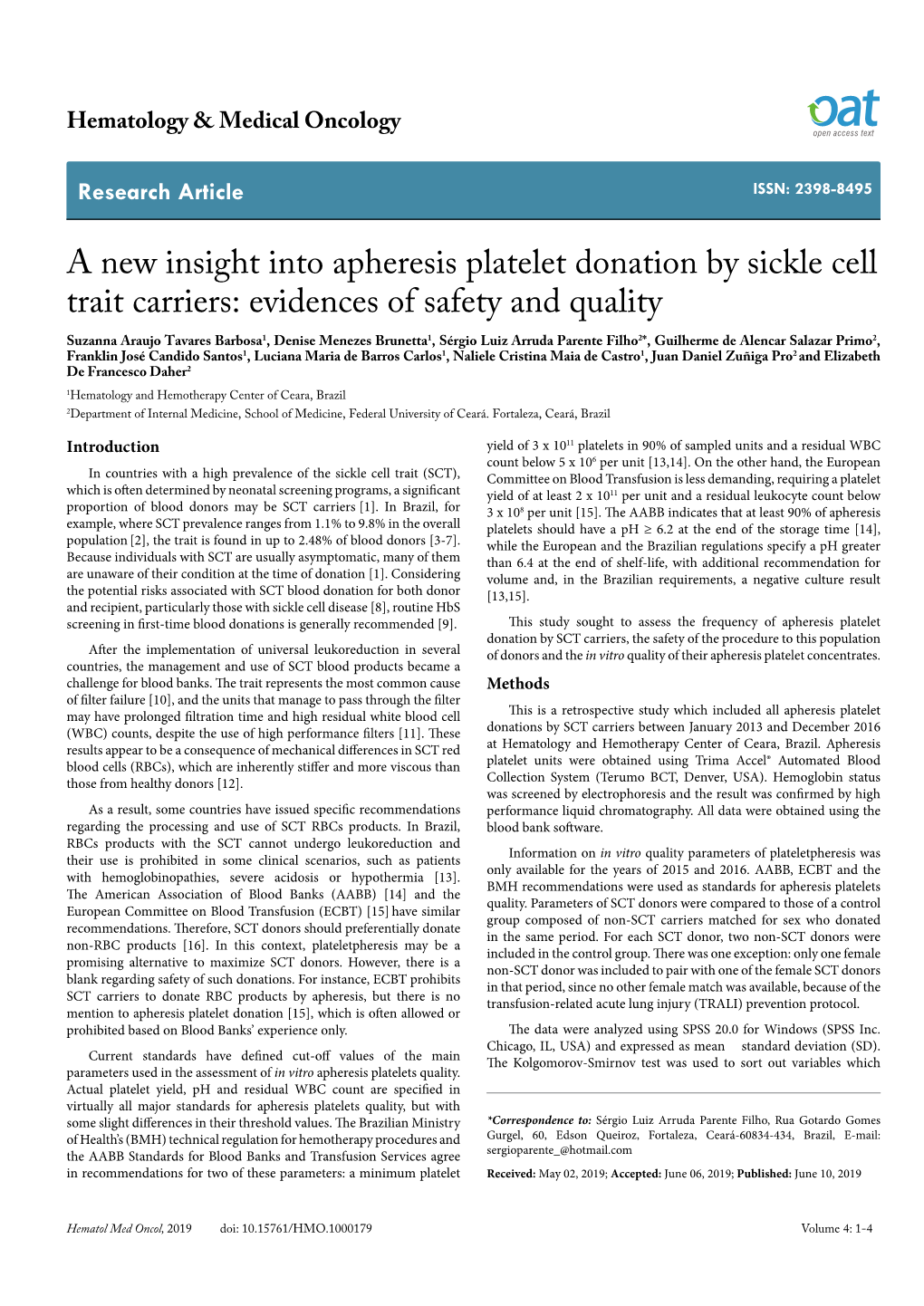 A New Insight Into Apheresis Platelet Donation by Sickle Cell Trait