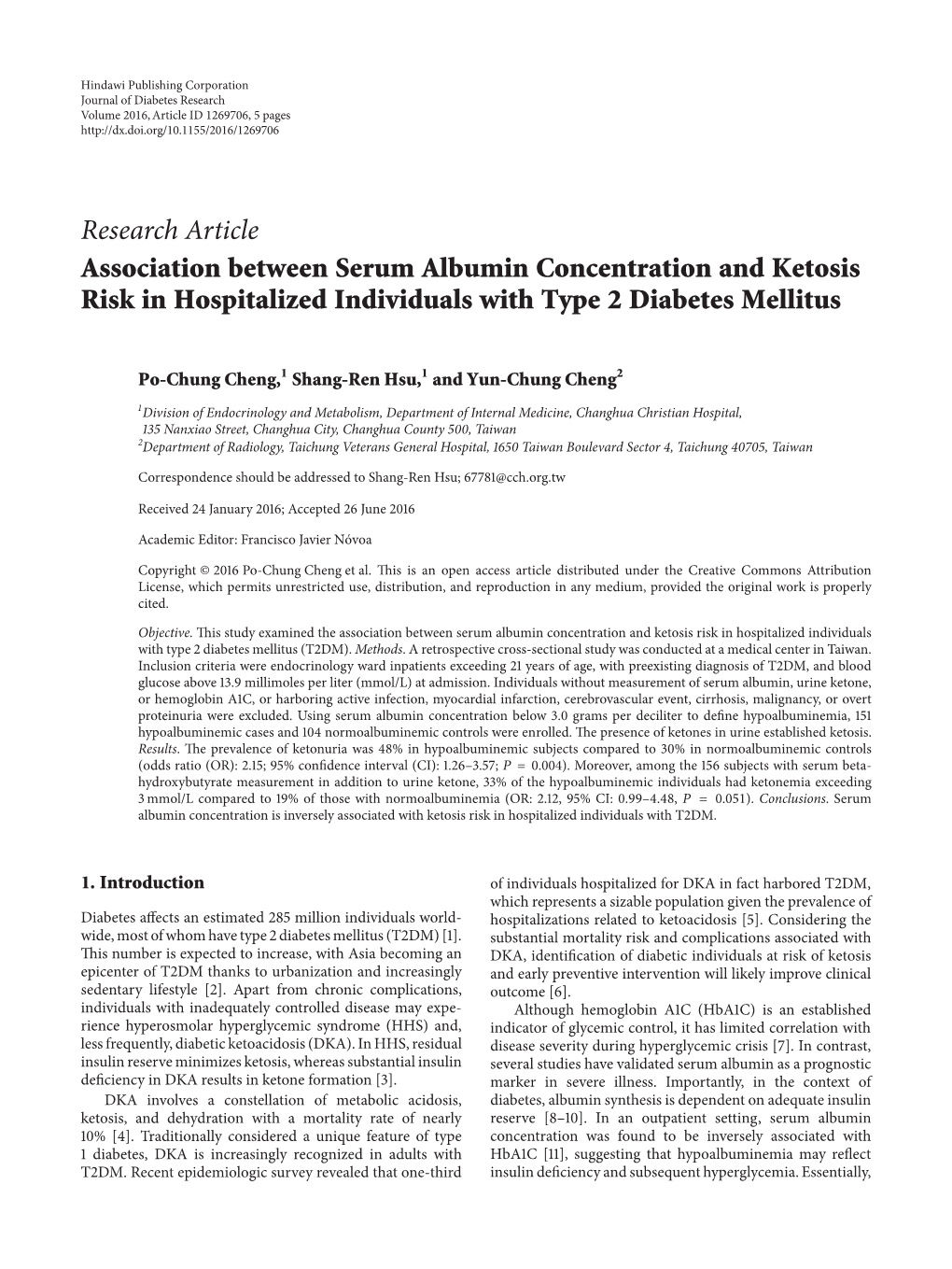 Association Between Serum Albumin Concentration and Ketosis Risk in Hospitalized Individuals with Type 2 Diabetes Mellitus