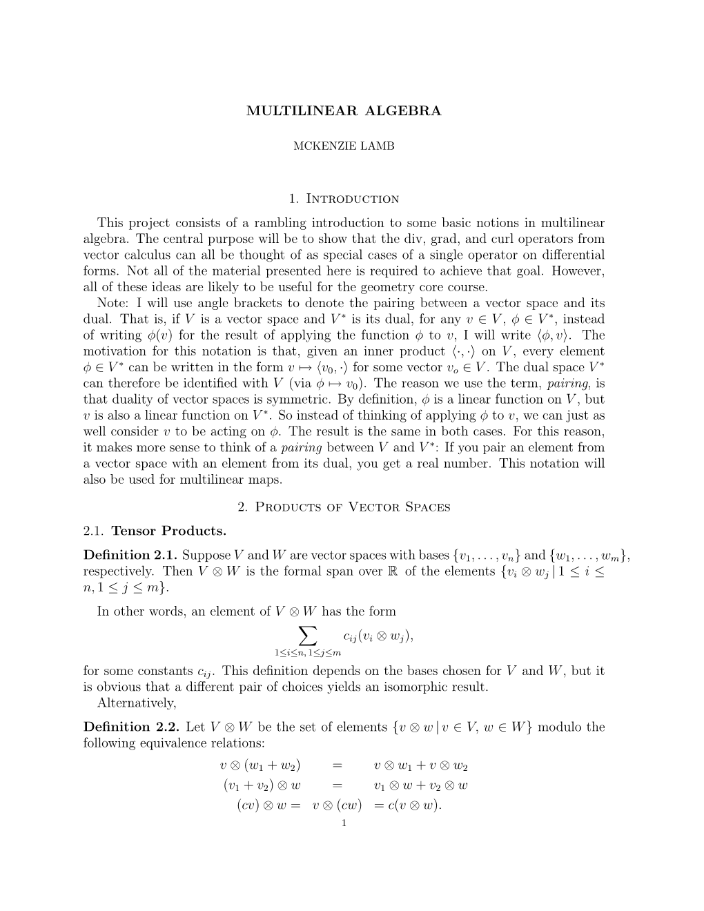 Multilinear Algebra